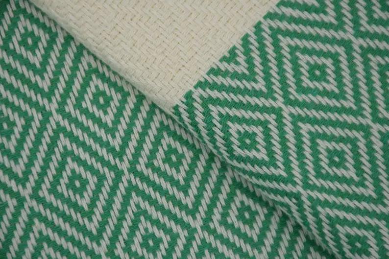 Green Venice Turkish Towel 100 Percent Cotton 40 Inches by 70 Inches Versatile Lightweight Quick Drying Eco Friendly - Love Salve